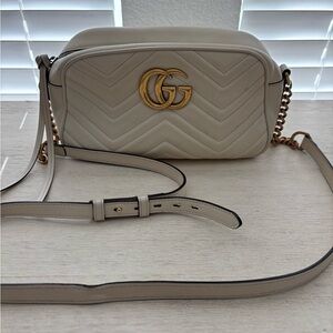 Gucci Cream Crossbody Bag with Gold Logo